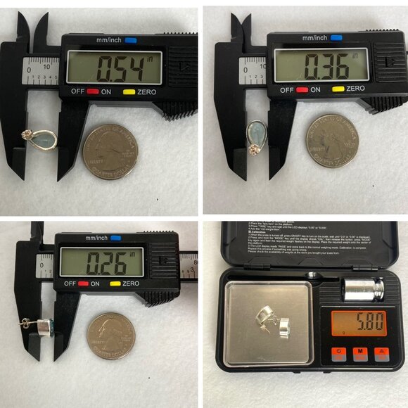 Sterling Silver 925 14K Gold Pear Shaped Chunky Blue Topaz Stud Earrings - Picture 10 of 16